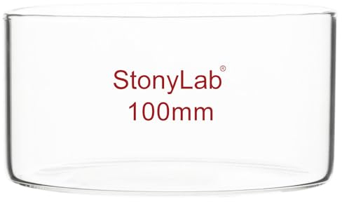 stonylab Kristallisierschale, Dickwandige Kristallisierschalen aus Hochwertigem Borosilikatglas für Kristallisation und Verdampfung im Labor, Flacher Boden, Ohne Ausguss, 300 ml
