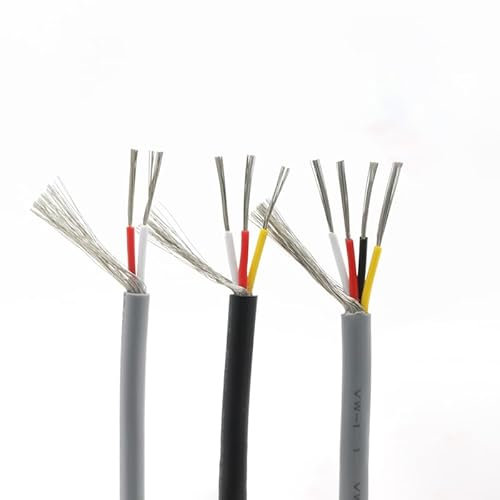 1meter UL2547 Black/Gray Multi-Core 2/3/4/5Cores Shielded Wire 22 24 26 28AWG PVC Signal Wire Tinned Copper Audio Cable 300V (Color : Black, Size : 28AWG-3Cores)
