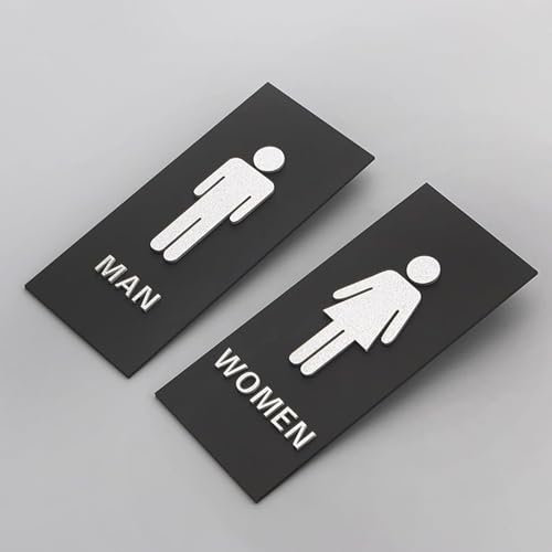 Panneau de toilettes, panneau de toilettes, plaque de porte de toilettes, panneau de décoration de porte de salle de bain, lot de 2 for hommes et femmes, plaque de porte de salle de bain for bureaux,