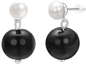 Vissen ohrringe perlen schwarz Weiße Hängend Damen süßwasserperlen Ohrstecker Hängend Bicolor perlen Elegant Modeschmuck