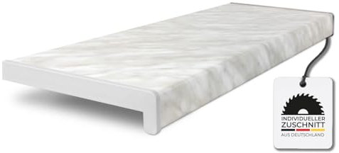 HausFux Fensterbank innen Kunststoff | PVC nach Maß inkl. Seitenabschlüsse (Carrara Marmor, T x L | 50 x 100 cm)