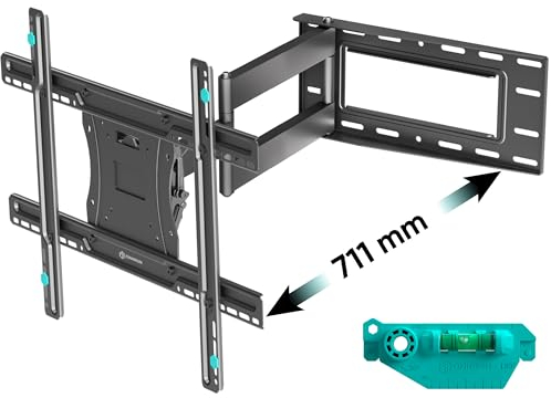 ONKRON Support Mural TV Bras Articulé Long pour 40-75 Pouces TV, Accroche TV Mural Poids de 68 kg - Fixation Murale TV VESA 100x100-600x400/Bras TV Mural Articulé Inclinable Pivotant M7L-B Noir