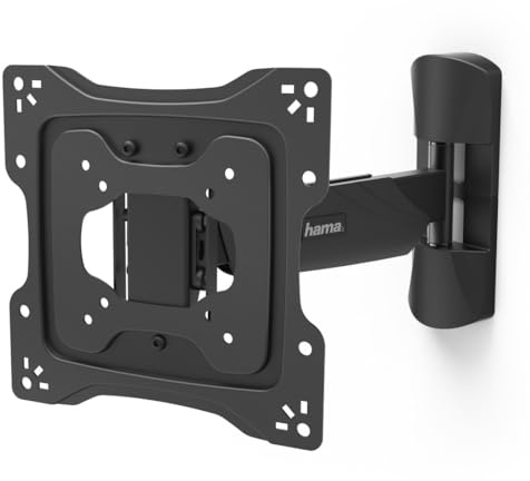 Hama Support Mural TV Pivotable Inclinable Dispositif Antivol Garantie 10 Ans (TV 19 à 48, 122cm 20kg Max, Inclinaison - 5/+15°, Rotation 180°, VESA 200x200 Max, Chevilles Fischer) Noir
