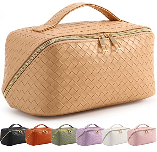 Bestash Reise Kosmetiktasche Damen mit Großem,Tragbare Reise Make Up Tasche,Wasserdichter Schminktasche kulturtasche mit Trennwand Tasche Organizer (Hellgelb)