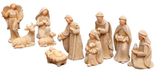 Krippenset, 10pcs/Set 2-7cm Kleiner Harz-Krippen-Krippen-Szene Indoor-Ornament, Weihnachts-Krippen-Szene Figuren für Home Office Holiday Decoration