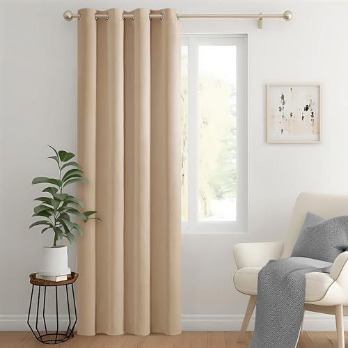 MIULEE Verdunklungsvorhang Beige Blickdichte Vorhänge mit Ösen 1 Stück H 225 x B 140 cm Tür Gardinen Abdunkelnde Wohnzimmer Schlafzimmer Blackout Curtain