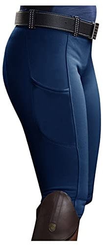 Reithose Damen Mädchen Reitleggings Mit Handytasche Elastische Jodhpurhose Reit-Tights Für Reitschule Reitsport Radfahren Turnierreithose Kniebesatzreithose Reiterhosen Vollbesatzreithose S-Xxl