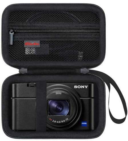 Elonbo Kamera Tragetasche für Sony ZV-1/ ZV-1F/ ZV-1 II/ RX100 VII/RX100 VI/RX100 V/RX100 IV/RX100 III Kompakte Digitalkamera, Sony Vlogging Video Streaming Kamera Reisetasche, Schwarz