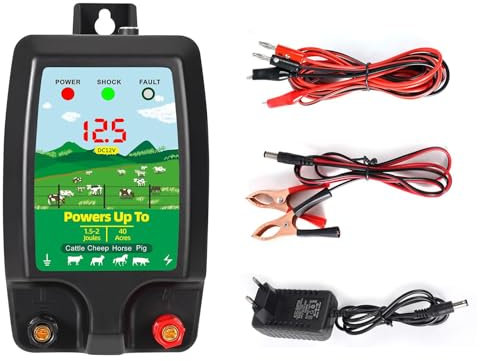 10KM Clôture électrique, Clôture électrique pour bétail, Animaux, Électrificateur de clôture électrique, Haute Puissance, Protection Parfaite pour Les Pâturages