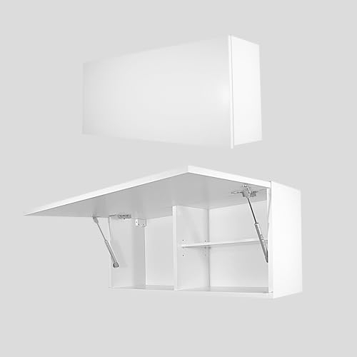Milionmeblicom Badezimmerschrank Laura Hängeschrank Badezimmermöbel Klappbarer Badezimmer Wandschrank Teleskopöffnung - Mattweiß/Mattweiß, Maße 39 x 90 x 23 cm