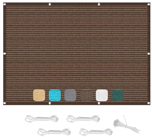 Sonnensegel, rechteckig, 3,8 x 7,5 m, HDPE, atmungsaktiv, Sonnenschutz, mit Ösen, mit Gratis Seil, für Garten, Outdoor, Terrasse, Parkplatz, Schuppen, Braun