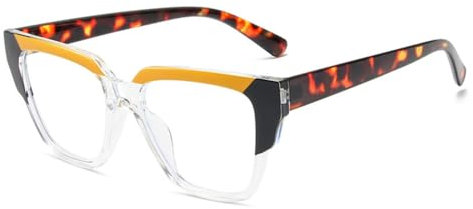 LVTFCO Cat Eye Bunte Damen Brillengestell Mode Polygon Klare Brillen Herren Leopardengestell, Gelee rosa grün, Einheitsgröße