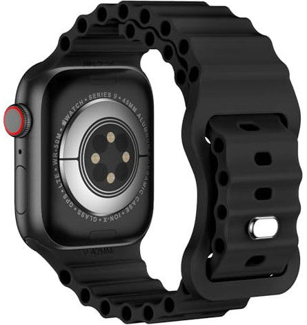 Kamita Cinturino in Silicone Compatibile con Apple Watch Band 38mm 40mm 41mm, Cinturini Sportivo di Ricambio per Uomini e Donne, Regolabile Impermeabile Watchband per iWatch Series 9 8 7 6 5 4 (Nero)