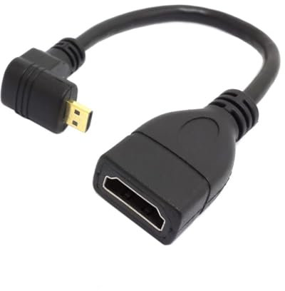 chenyang Adaptador de cable micro HDMI macho a HDMI hembra 4K HDTV 90 grados hacia abajo de 10 cm