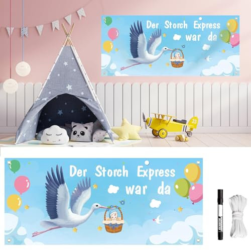 Benvenuto a casa striscione, striscione per bambini, decorazione per la nascita, Set di striscioni cicogna per nascita Set di striscioni per nascita