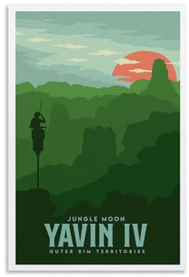 Yavin Iv Vintage-Reiseposter, Star The Wars, Filmposter für Wanddekoration, Leinwand, Wandkunst für Wohnzimmer, Dekoration, 30 x 45 cm