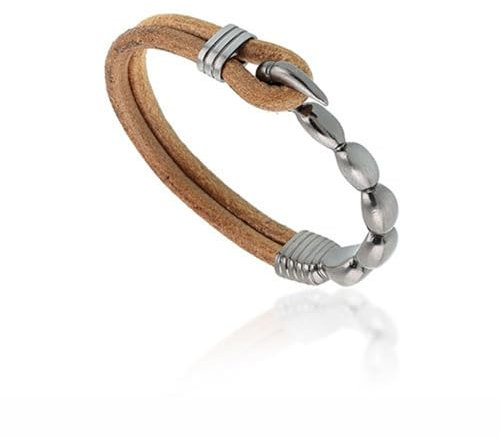 Chief Armband Herren mit Skorpion-Design | Handgemacht Echtes Lederarmband Herren | Leder Surferarmband | Jahrestag Geschenk für ihn | Geschenk für Männer, Papa, Sand Braun, B-04-XL