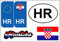 Daged Kroatien Aufkleber Karte 5 Stück - Auslandskennzeichen Nummernschild PKW Auto Motorrad Biker Flagge Fahne Vinyl KN