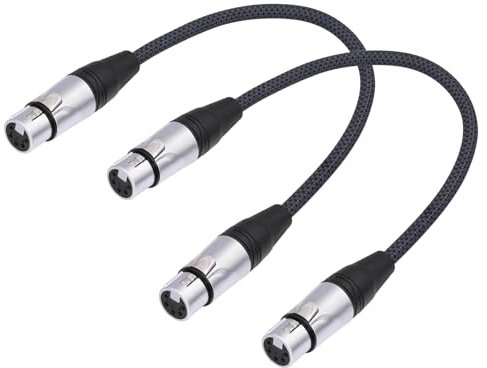 HUALEU 1FT 2-Pack 5Pin XLR Female to 5Pin Female,DMX512 5 PIN XLR Female to Female,5 PIN DMX Cable Adapter Microphone Cable dmx512 5PIN Female to Female Adapter