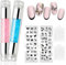 2 Stück Nagelstempel mit 2 Stück Zufällige Nagel Stempel Nageldesign, Nail Art Nagel Stempel, Klare Silikon Nail Stamp, Nagel Stempelset, Nageldesign für FranzöSische ManiküRe Diy Nail