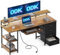 ODK 140x52 cm Computer Desk with 4 Drawers, Office Desk with 2 Sockets & USB Ports, PC Table with Storage for Home Office, Study Table for Bedroom with Keyboard Tray, Brown