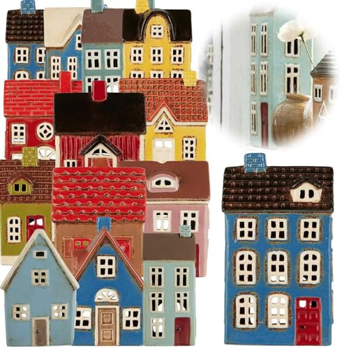 LS-LebenStil Teelichthaus Lichthaus 20cm Braun Braun Keramik Fachwerkhaus Nyhavn Teelichthalter Windlichthalter Kerzenständer Teelichtständer Windlicht für Teelichter Lichterhaus Fachwerkhaus
