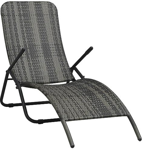 ShGaxin Klappbare Sonnenliege Poly Rattan Grau, Gartenliege, Liegestuhl, Sonnenstuhl, Sonneninsel Outdoor, Liegen, Gartenmöbel, Bäderliege, Relaxliege - 48128