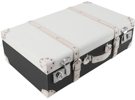 CDQL Vintage-Koffer aus Holz, Dekorative Holzkoffer, Holzkoffer, Retro-Gepäckdekor, Antike Dekorative Aufbewahrungstruhen mit Deckel, Reisekoffer aus Holz Im Alten Stil für die (Weiß