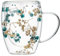 Pierre Henry Double Paroi - Tasses Verre Transparent À Expresso Avec Fleurs Sèches - Perfect Pour le Cappuccino, Latte, Thé - Inclut Deux Tasses