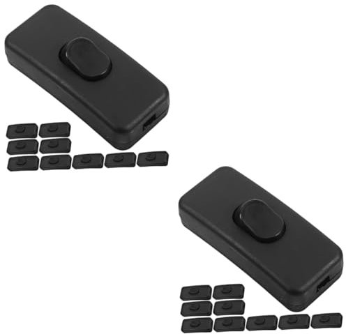 DOITOOL 20pcs Black Cord Inline Switch Electric Lamp Control for Lighting Equipment