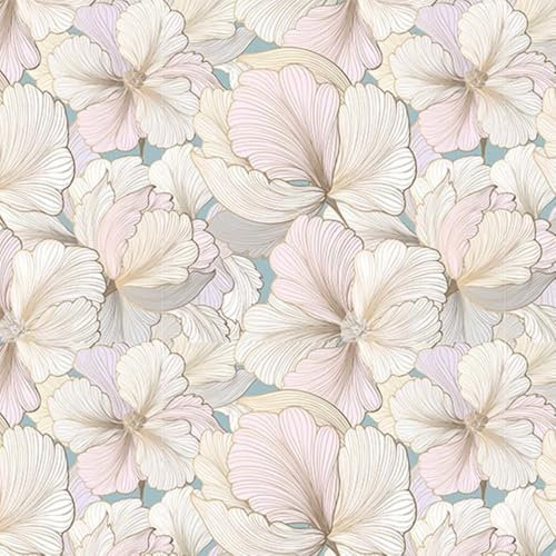 XHYASD Tapete Blumen Beige/Gold/Grau Klebefolie Muster,Selbstklebende Tapete,Möbelfolie Selbstklebend,Tapete Landhausstil,Flur Wohnzimmer Tapete,Klebefolie Möbel Vintage,Vinyl Wasserdicht,45cm x 300cm