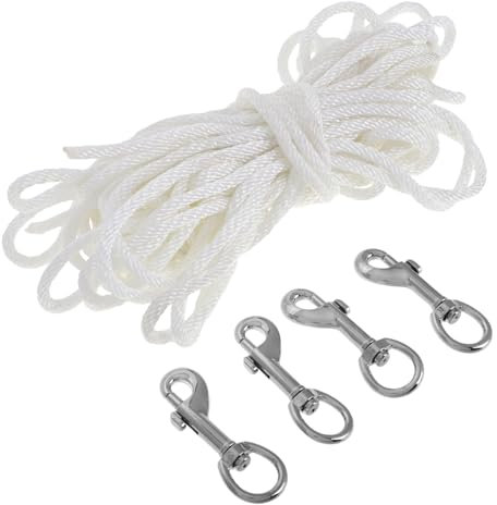 HYTROVE 1set Flag Pole Parts Flagpole Rope Clips Lanyard Flag Pole Halyard Outdoor Flagpole Kit Wind Spinner