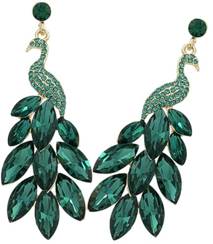 VALICLUD 1paar Elegante Pfau Ohrringe Mit Kristall Vintage Dangle Ohrringe Für Frauen Exquisites Schmuckstück Für Tägliche Und Festliche Anlässe Perfektes Für Jeden Anlass