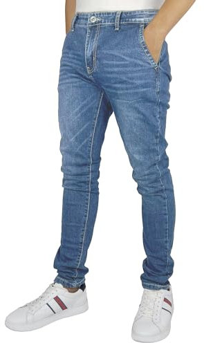 Gandy Jeans Uomo, 5 Tasche, Gamba Dritta, Pantalone Elasticizzato a Vita Alta, Regular Fit, LG790, Blu Chiaro, 50