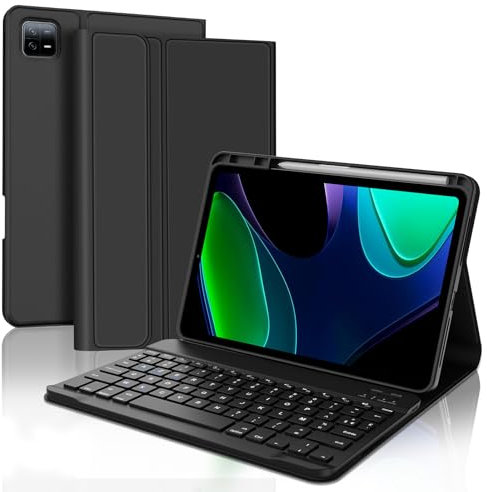 FOGARI Teclado para Xiaomi Pad 6/6 Pro 2023 | AZERTY Francés Teclado Bluetooth Inalámbrico, Funda Inteligente Teclado para Xiaomi Pad 6/6 Pro - Negro
