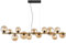 bmf-versand® Hängelampe Esstisch LED Messing Farben - Hängeleuchte Esszimmer Glas Kugeln Amber - Pendelleuchte Modern - Moderne Pendellampe 13-flammig Wohnzimmer