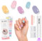 BUTBU Semi Cured Gel Nail Strips, 20 Pcs Gel-Nail Stickers with Mini UV Lamp, Self-Adhesive Waterproof Nails Wraps, gel nail-Polish-Strips with nails File for DIY nail-Art (Colorful)