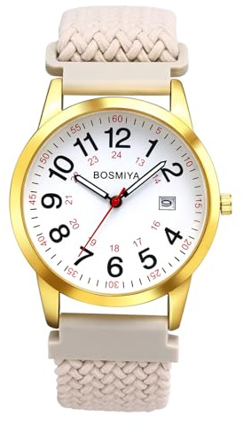 Lancardo Uhren Damen Elastische Geflochtene: Große Zifferblatt Analoge Damenuhren mit Arabische Ziffernskala Klar Leicht Ablesbar Armbanduhren mit Stretchband Geschenke für Frauen Ältere