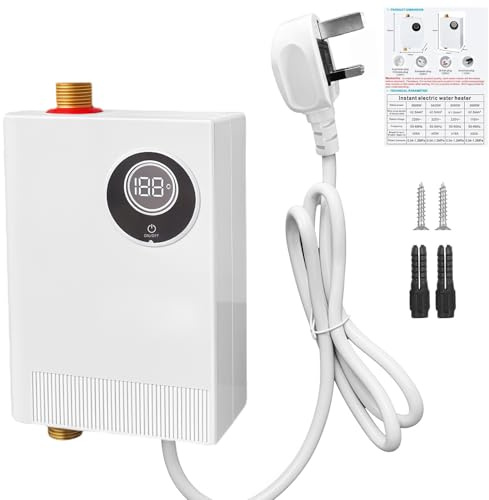 WingFly Scaldabagno istantaneo 3800W 220V Mini scaldabagno elettrico senza serbatoio a parete con display touch a LED con temperatura graduabile per cucina di casa Bagno