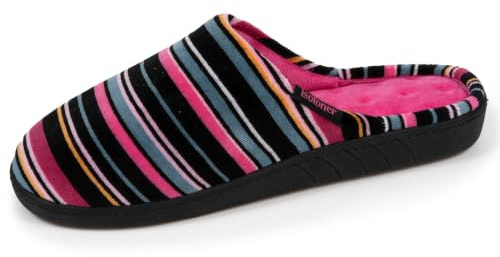 Isotoner Chaussons Mules femme semelle mousse à mémoire de forme | Pantoufle Velours Semelle ergonomique avec soutien voûte plantaire et mémoire de forme pour un confort durable