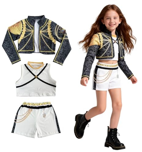 YISKY Kp0p Dem0n Cosplay Disfraz, 3 Piezas Disfraz de cazador de dem0nios para niña, Disfraces Ru-mi Kp0p Niña, D-isfraz De Cazadores De Dem0nios, Raveparty Dlsfraz de carnaval para niños (130)