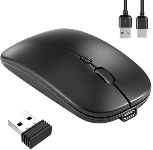 Souris sans Fil Rechargeable, Souris Bluetooth avec BT5.1 + 2.4G Deux Modes | 800-1200-1600DPI Souris silencieuse Wireless Portable pour MacBook, PC, Notebook, Tablette, Chromebook, Ordinateur