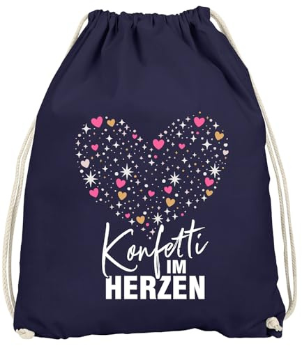 MoonWorks® Turnbeutel - Konfetti Herz Statement - Fasching Karneval Gadgets Spruch lustig Faschingsartikel Accessoires Tasche Gymbag Navy unisize