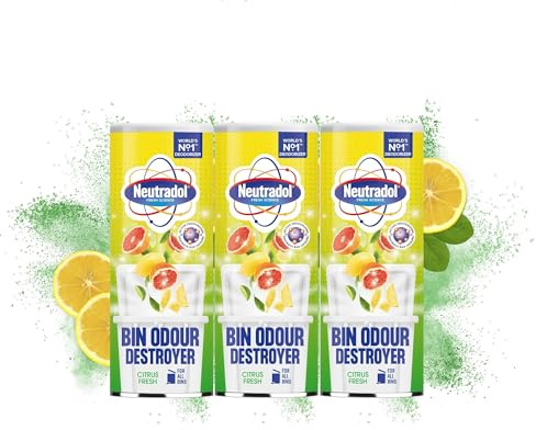 3 x Bin Freshener Odour Destroyer Kitchen Food Bin Citrus Fresh 350g
