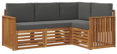 vidaXL Sofagarnituren 4 pcs Natur und Anthrazit Massivholz Akazie, Outdoor Sofa, modernes Möbel, robuster Terrassen-Lounge, Garten, Sitzgelegenheit für Wohnzimmer-Set