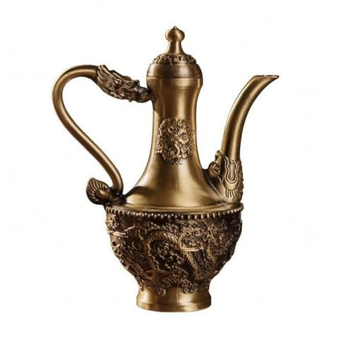 predolo Brocca da Vino Ottone Brocca con Coperchio Rilievo Drago Fenice Caraffa con Beccuccio