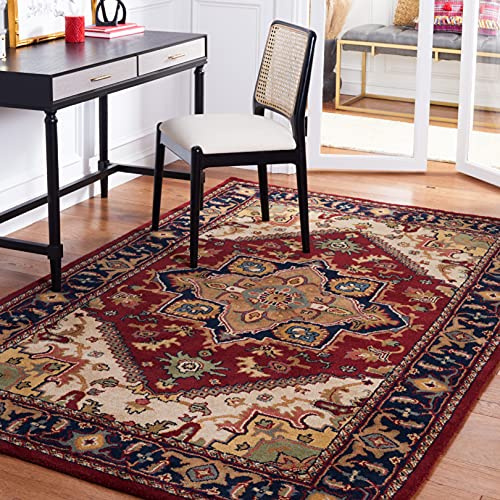 SAFAVIEH Traditionell Teppich für Wohnzimmer, Esszimmer, Schlafzimmer - Heritage Collection, Kurzer Flor, Rot, 122 X 122 cm