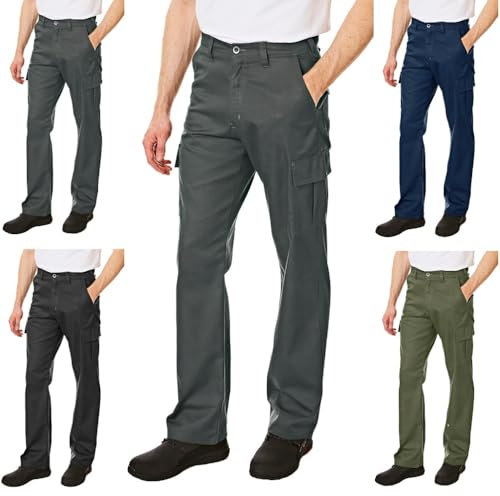 Lee Cooper Men's Classic Multi Pocket Cargo Work Trouser Easy care Safety Pant, Grey, 32W / 29L