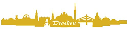 Samunshi® Wandsticker Dresden Skyline Wandtattoo verschiedenen Größen und Farben lieferbar 50 x 11cm goldmetalleffekt