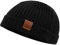 Fishermans Beanie - Mütze, Fischermütze, Strickmütze mit Echt-Leder Veredelung in 3 Farben (Manufaktur13/M13) (OneSize, Schwarz)